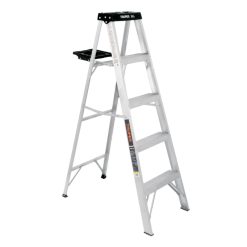 ESCALERA TIJERA SIMPLE ACCESO DE 5 PASOS - TOPE NEGRO - ALUMINIO - TRUPER - 150 KG