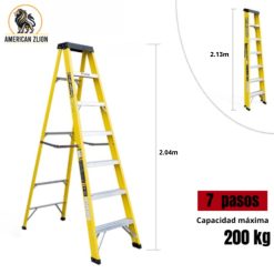 SCALERA TIJERA SIMPLE ACCESO DE 7 PASOS FIBRA DE VIDRIO AMERICAN Z LION
