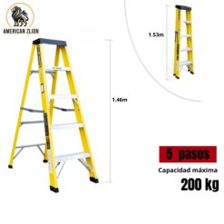 ESCALERA TIJERA SIMPLE ACCESO DE 5 PASOS FIBRA DE VIDRIO AMERICAN Z LION