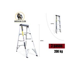 ESCALERA TIJERA SIMPLE ACCESO DE 3 PASOS ALUMINIO AMERICAN Z LION