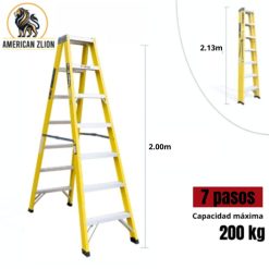 ESCALERA TIJERA DOBLE ACCESO DE 7 PASOS FIBRA DE VIDRIO AMERICAN Z LION