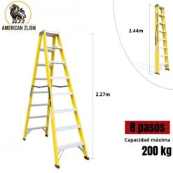 ESCALERA TIJERA DOBLE ACCESO DE 8 PASOS FIBRA DE VIDRIO AMERICAN Z LION