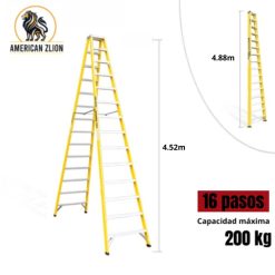 ESCALERA TIJERA DOBLE ACCESO DE 16 PASOS FIBRA DE VIDRIO AMERICAN Z LION