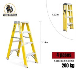 ESCALERA TIJERA DOBLE ACCESO DE 4 PASOS FIBRA DE VIDRIO AMERICAN Z LION