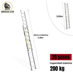 ESCALERA TELESCOPICA DE 20 PASOS ALUMINIO AMERICAN Z LION