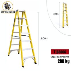 ESCALERA TIJERA DOBLE ACCESO DE 7 PASOS - 2.10 MTS - 200 KG - FIBRA DE VIDRIO  : AMERICAN Z LION