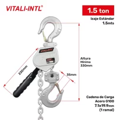 tecle rachet 1.5t yal150mini "a" 1.5mtscarga 7.1x19mm(1) g100 vitalintl