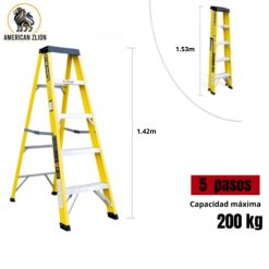 ESCALERA TIJERA SIMPLE ACCESO DE 5 PASOS FIBRA DE VIDRIO AMERICAN Z LION