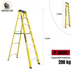 ESCALERA TIJERA SIMPLE ACCESO DE 8 PASOS FIBRA DE VIDRIO AMERICAN Z LION