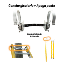 GANCHOS GIRATORIOS + APOYA POSTE PARA ESCALERA TELESCOPICA (X 1 PZ)