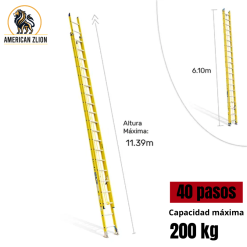 ESCALERA TELESCOPICA DE 40 PASOS / EXTENDIDA 11.39 MTS - FIBRA DE VIDRIO  : AMERICAN Z LION