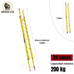 ESCALERA TELESCOPICA DE 24 PASOS FIBRA DE VIDRIO AMERICAN Z LION