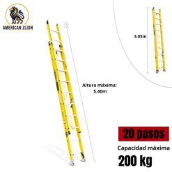 ESCALERA TELESCOPICA DE 20 PASOS FIBRA DE VIDRIO AMERICAN Z LION