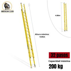 ESCALERA TELESCOPICA DE 32 PASOS FIBRA DE VIDRIO AMERICAN Z LION