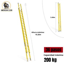 ESCALERA TELESCOPICA DE 36 PASOS FIBRA DE VIDRIO AMERICAN Z LION