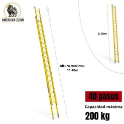 ESCALERA TELESCOPICA DE 40 PASOS FIBRA DE VIDRIO AMERICAN Z LION