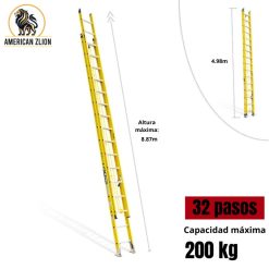 ESCALERA TELESCOPICA DE 32 PASOS FIBRA DE VIDRIO AMERICAN Z LION