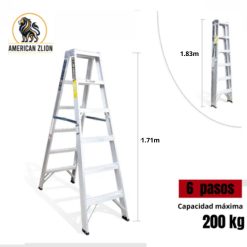 ESCALERA TIJERA DOBLE ACCESO DE 6 PASOS ALUMINIO AMERICAN Z LION