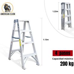 ESCALERA TIJERA DOBLE ACCESO DE 4 PASOS ALUMINIO AMERICAN Z LION