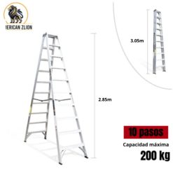 ESCALERA TIJERA DOBLE ACCESO DE 10 PASOS ALUMINIO AMERICAN Z LION