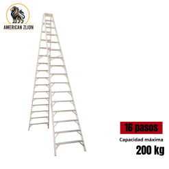 ESCALERA TIJERA DOBLE ACCESO DE 16 PASOS ALUMINIO AMERICAN Z LION
