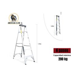 ESCALERA TIJERA SIMPLE ACCESO DE 6 PASOS ALUMINIO AMERICAN Z LION