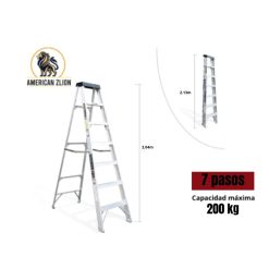 ESCALERA TIJERA SIMPLE ACCESO DE 7 PASOS ALUMINIO AMERICAN Z LION
