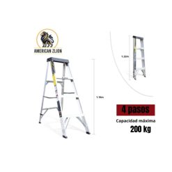 ESCALERA TIJERA SIMPLE ACCESO DE 4 PASOS ALUMINIO AMERICAN Z LION