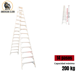 ESCALERA TIJERA DOBLE ACCESO DE 14 PASOS ALUMINIO AMERICAN Z LION