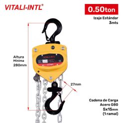TECLE MANUAL 0.5TON X 3MTRS VITALI-INTL