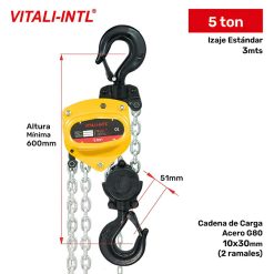 TECLE MANUAL 5TON X 3MTRS VITALI-INTL