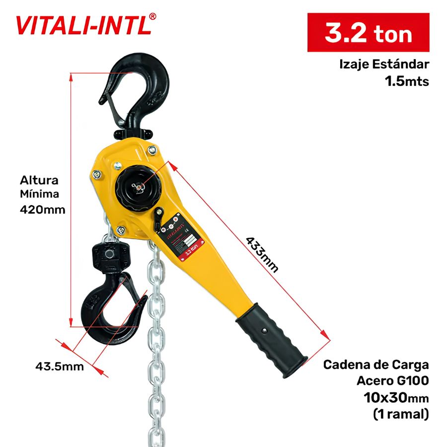 TECLE RATCHET 3.2TON X 1.5MTRS VITALI-INTL