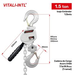 TECLE RATCHET YAL 1.5TON MINI X 1.5MTRS VITALI-INTL