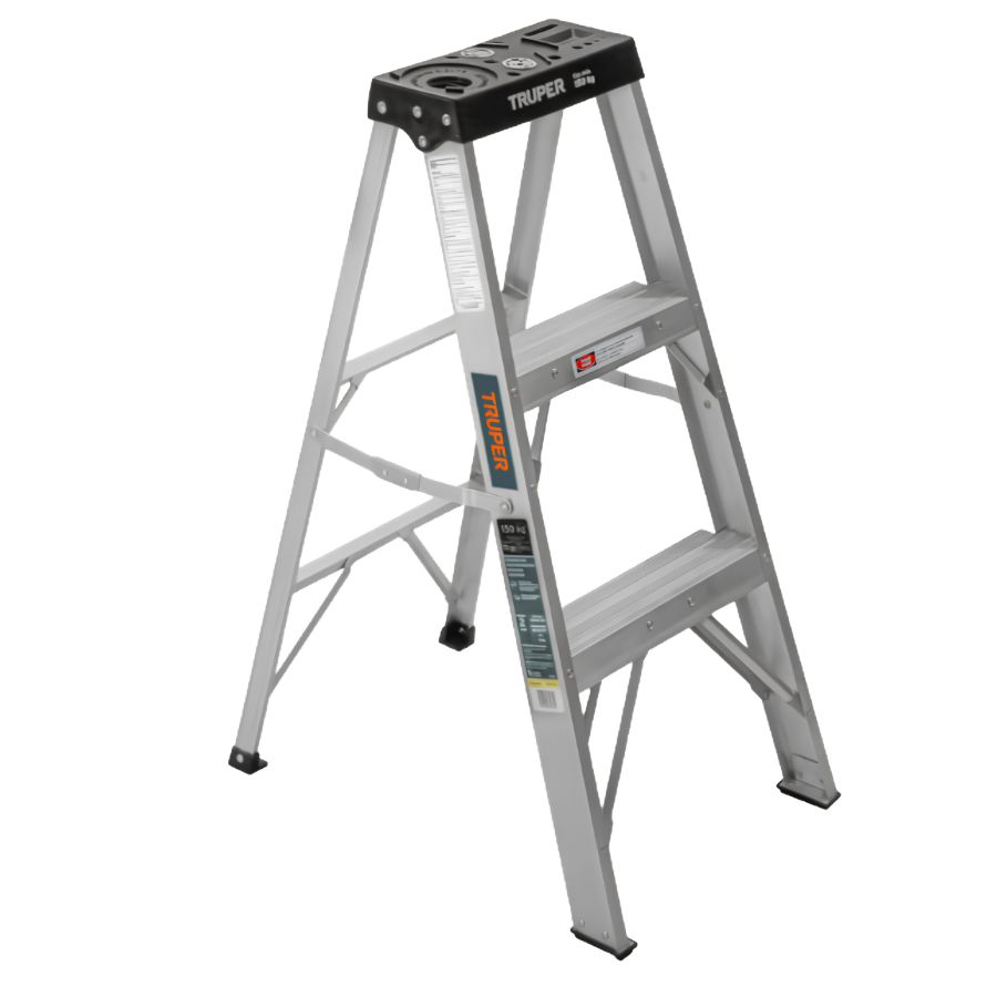 ESCALERA TIJERA DE 2 PASOS + BANDEJA TOPE NEGRO TRUPER