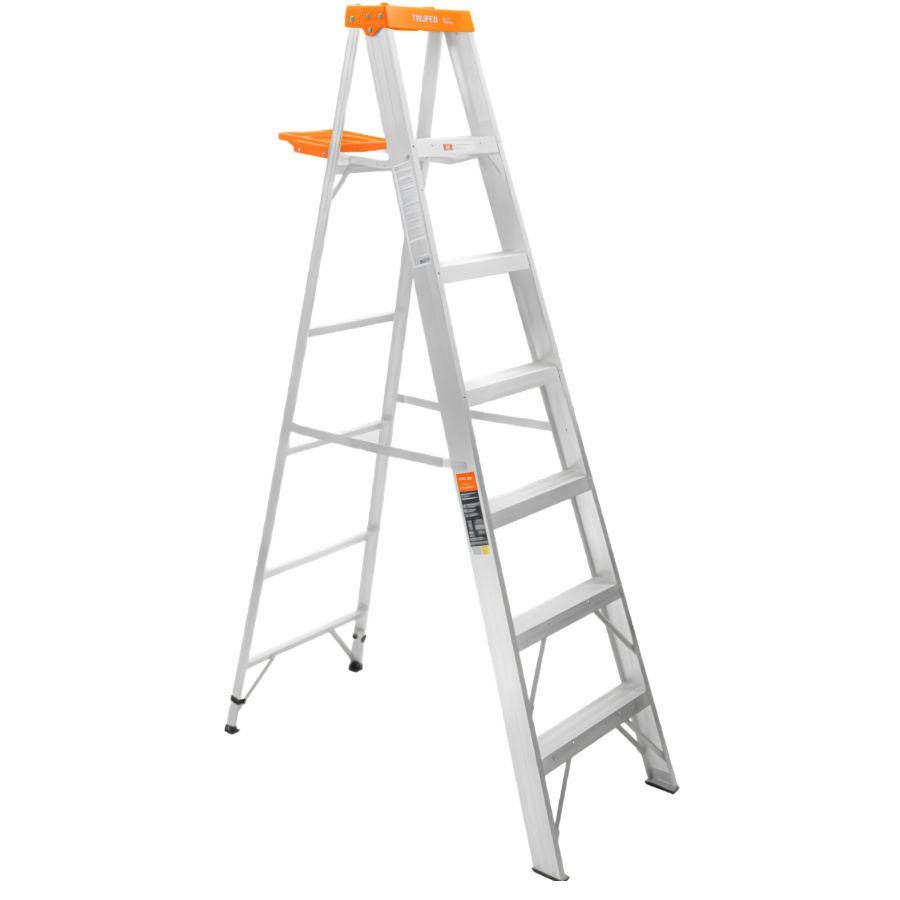 ESCALERA TIJERA DE 6 PASOS + BANDEJA TOPE NARANJA TRUPER