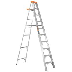 ESCALERA TIJERA DE 9 PASOS + BANDEJA TOPE NARANJA TRUPER
