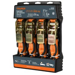JUEGO DE 4 FAJAS RATCHET DE 1" X 3MTRS TRUPER