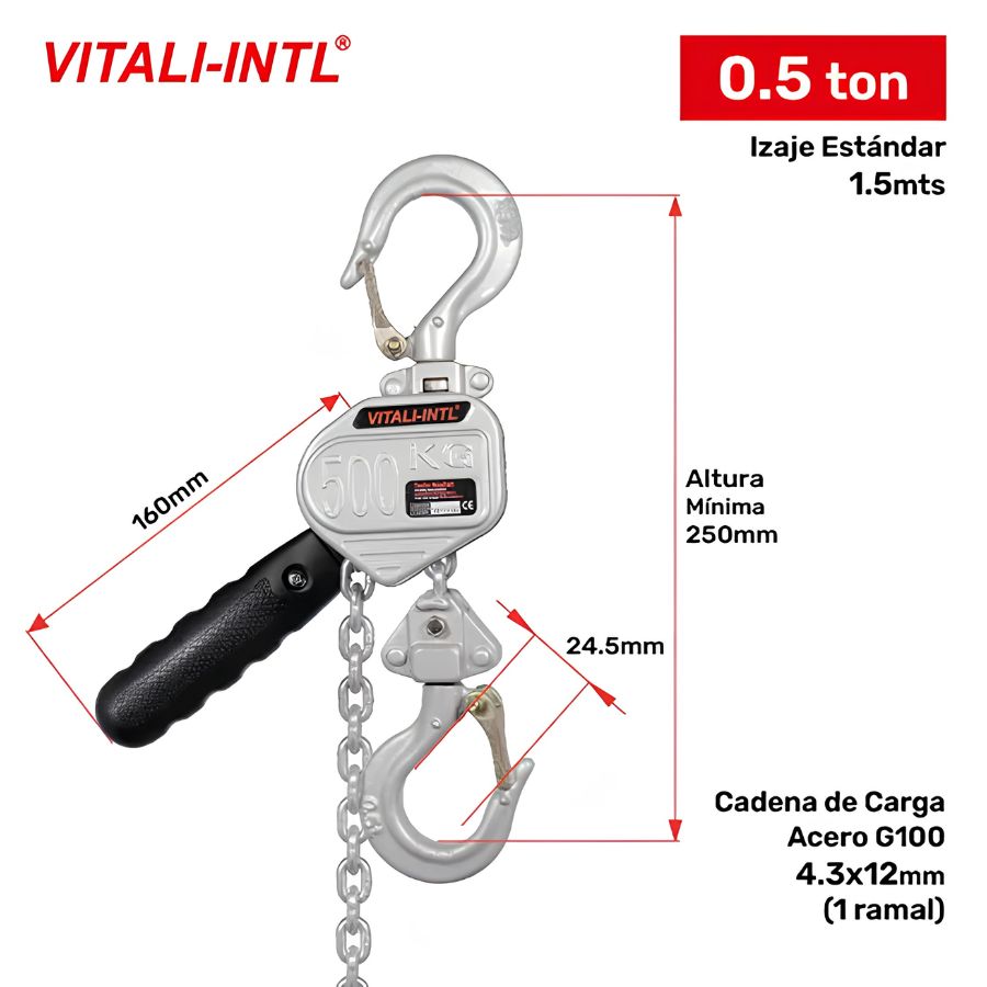 TECLE RATCHET YAL 0.5TON MINI X 1.5MTRS VITALI-INTL