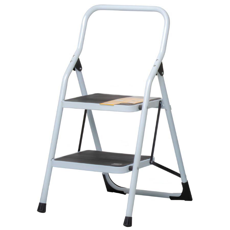 ESCALERILLA TUBULAR PLEGABLE DE 2 PASOS DE ACERO PRETUL